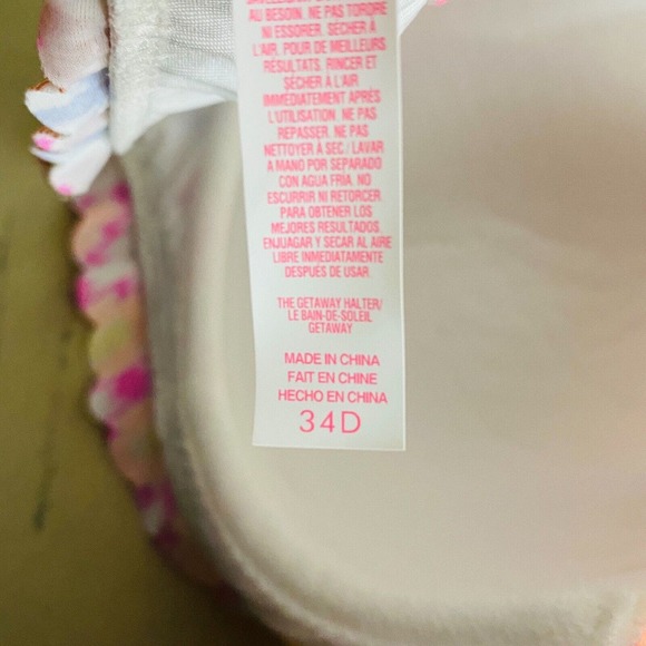 Womens 34D Victoria's Secret Getaway Halter Bikini Top Bright Aztec Underwire‎ - Picture 5 of 5